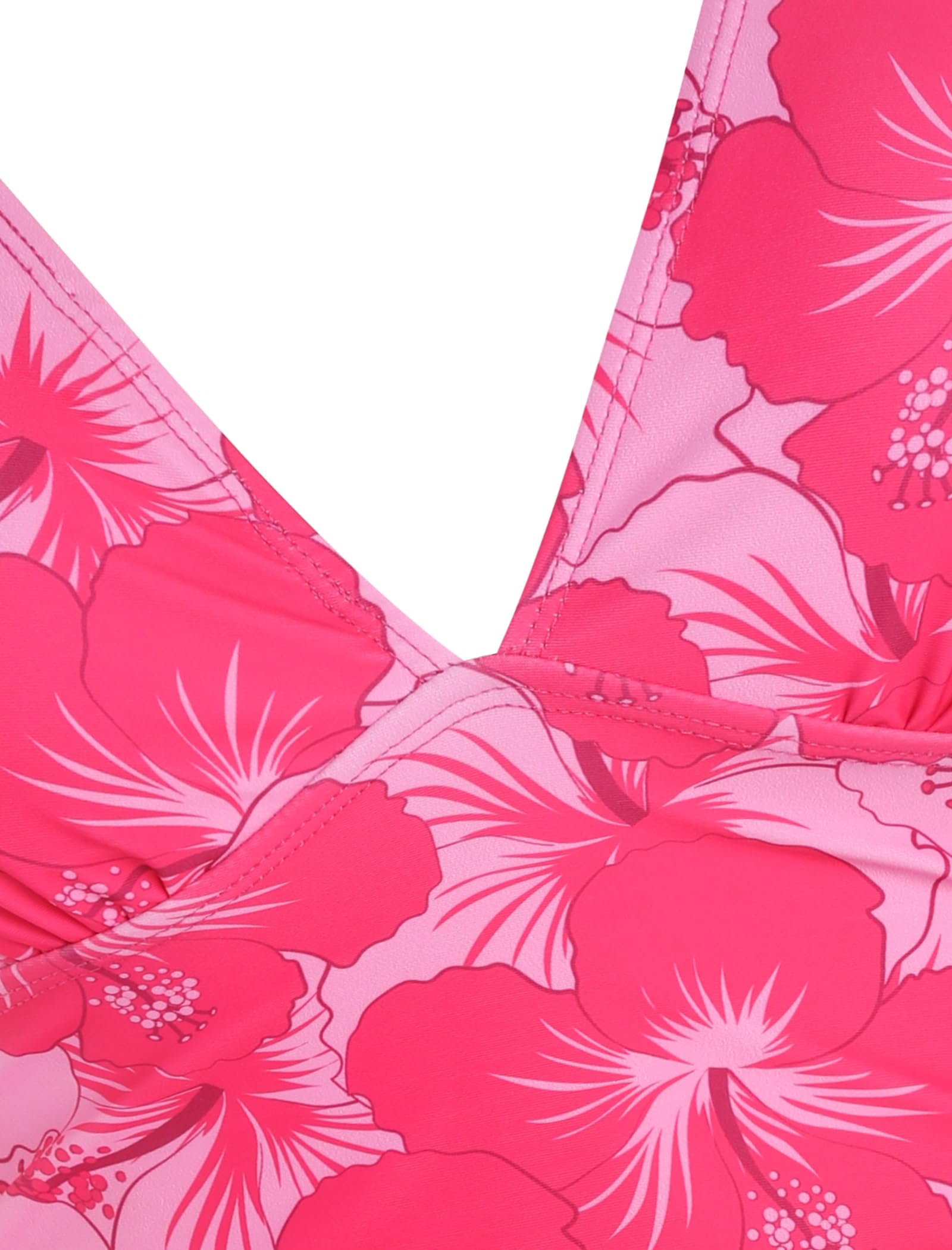 ZAFUL Tummy Control Swimsuits for Women Modest Swimsuits for Women Solid Two Piece Bathing Suits Tummy Control Ruched Tankini Swimsuit with Shorts (Rose Red Floral XL)