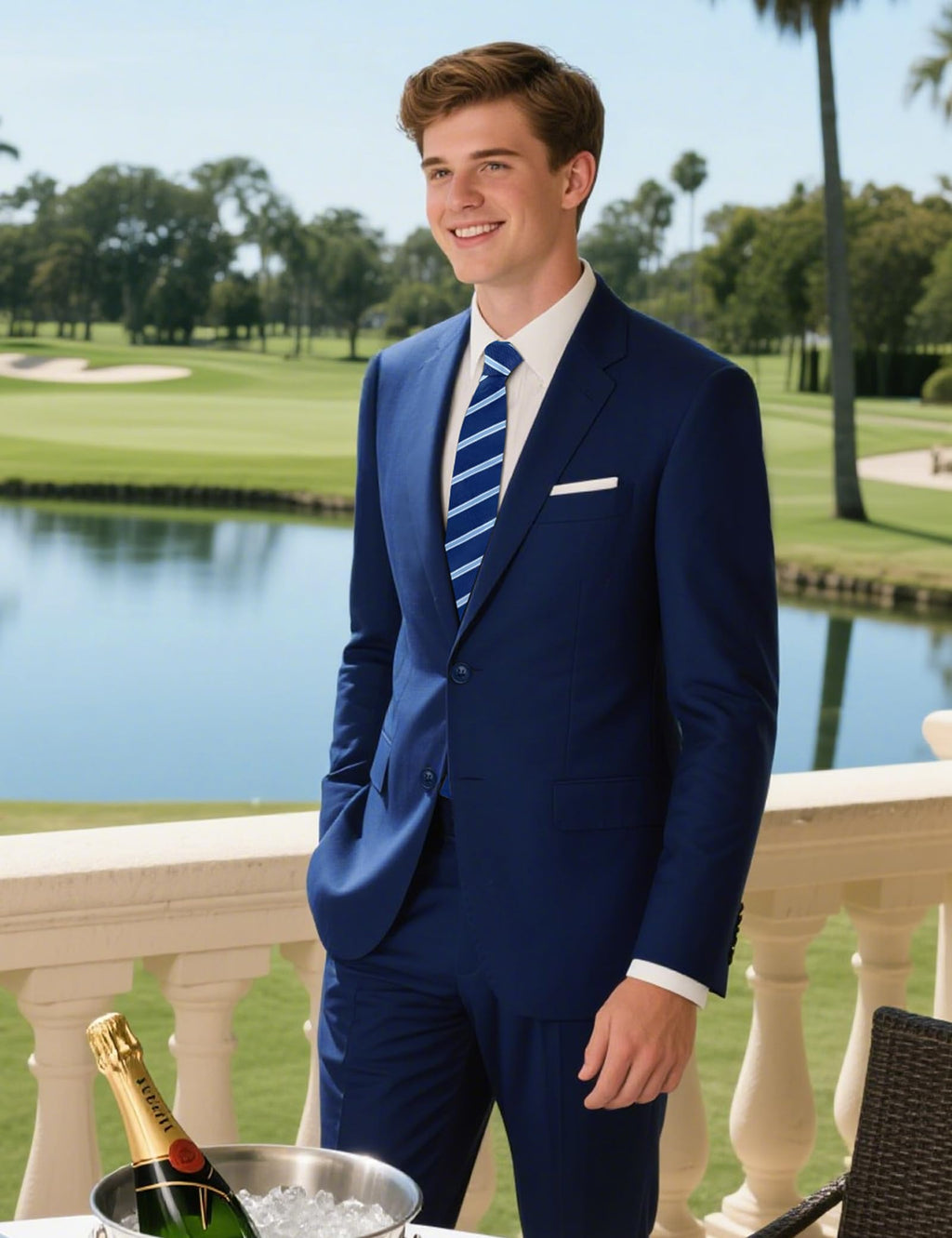 Pacific Perfect Mens Suits Regular Fit Slim Fit 2 Piece Navy Blue Tuxedo Classic Fit with Stretch Fabric Mens Suit for Business, Wedding, Prom, Party (Regular, 36R)