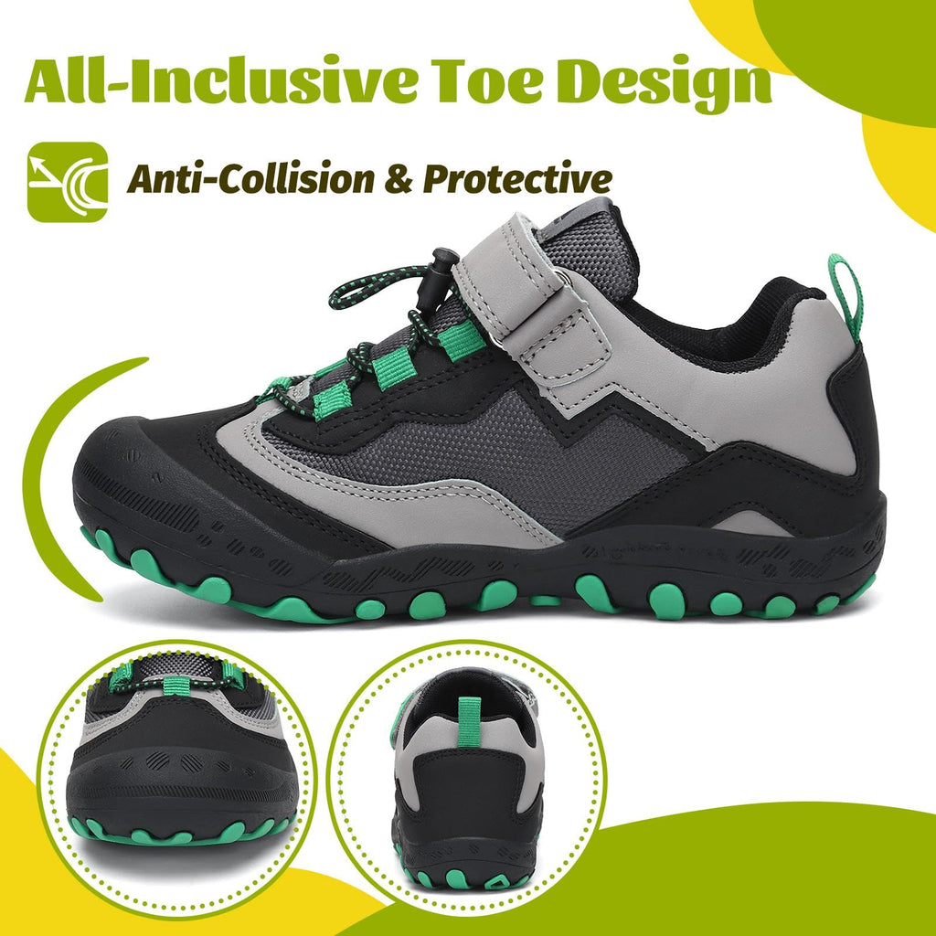 Mishansha Kids Hiking Shoes Girls Boys Toddler Outdoor Sneakers Anti-Collision Trail Running Shoe for Trekking Walking Climbing Black Size 3.5 Little Kid