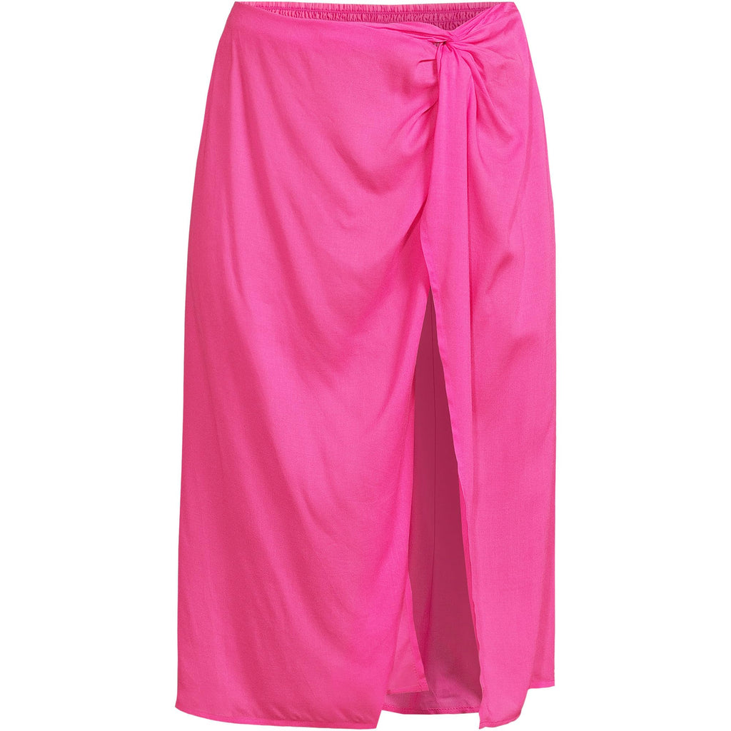 Lands' End Women's Twist Front Knee Length Swim Cover-up Skirt X-Small Prism Pink
