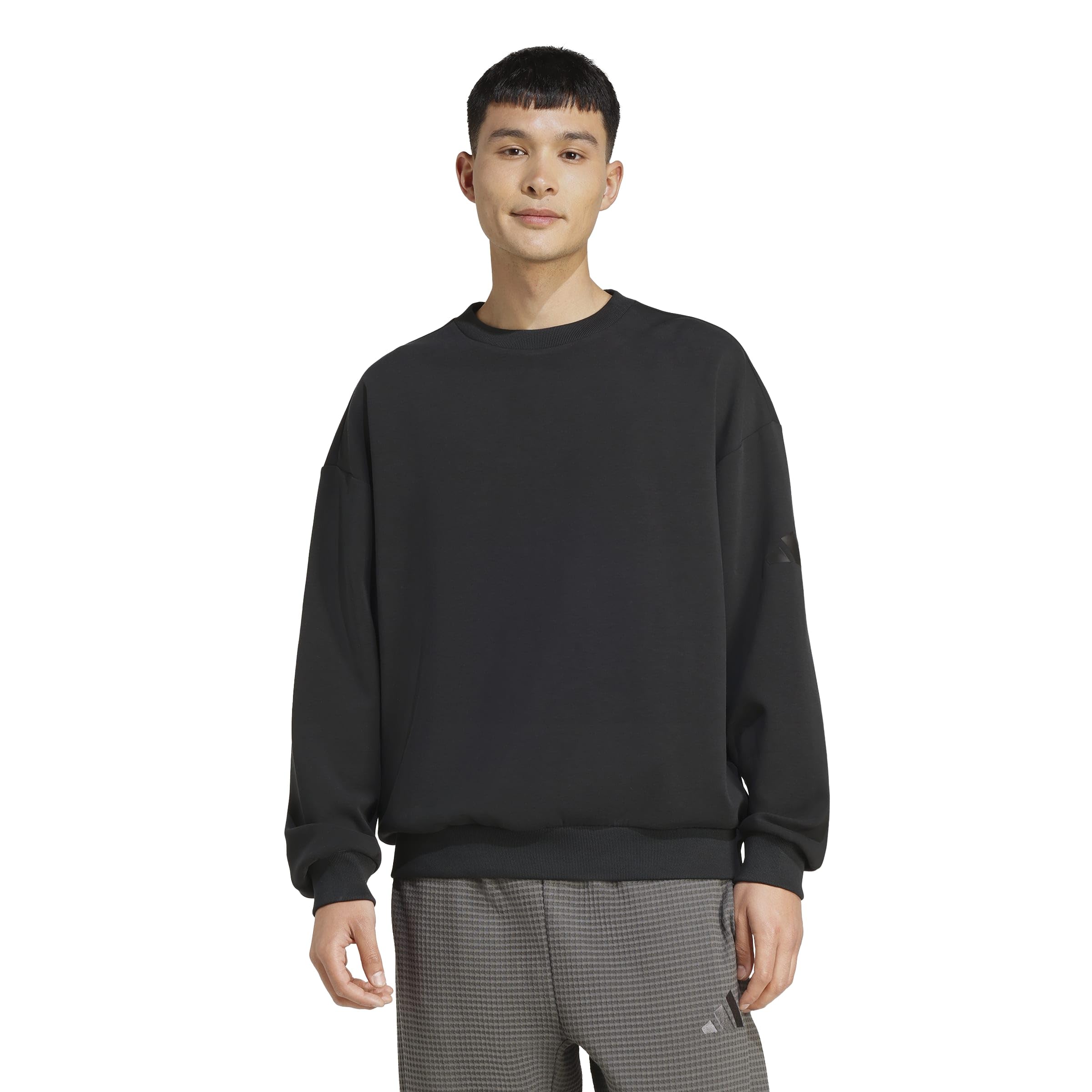 adidas Men's Soft Lux Loose Sweatshirt, Black, Large