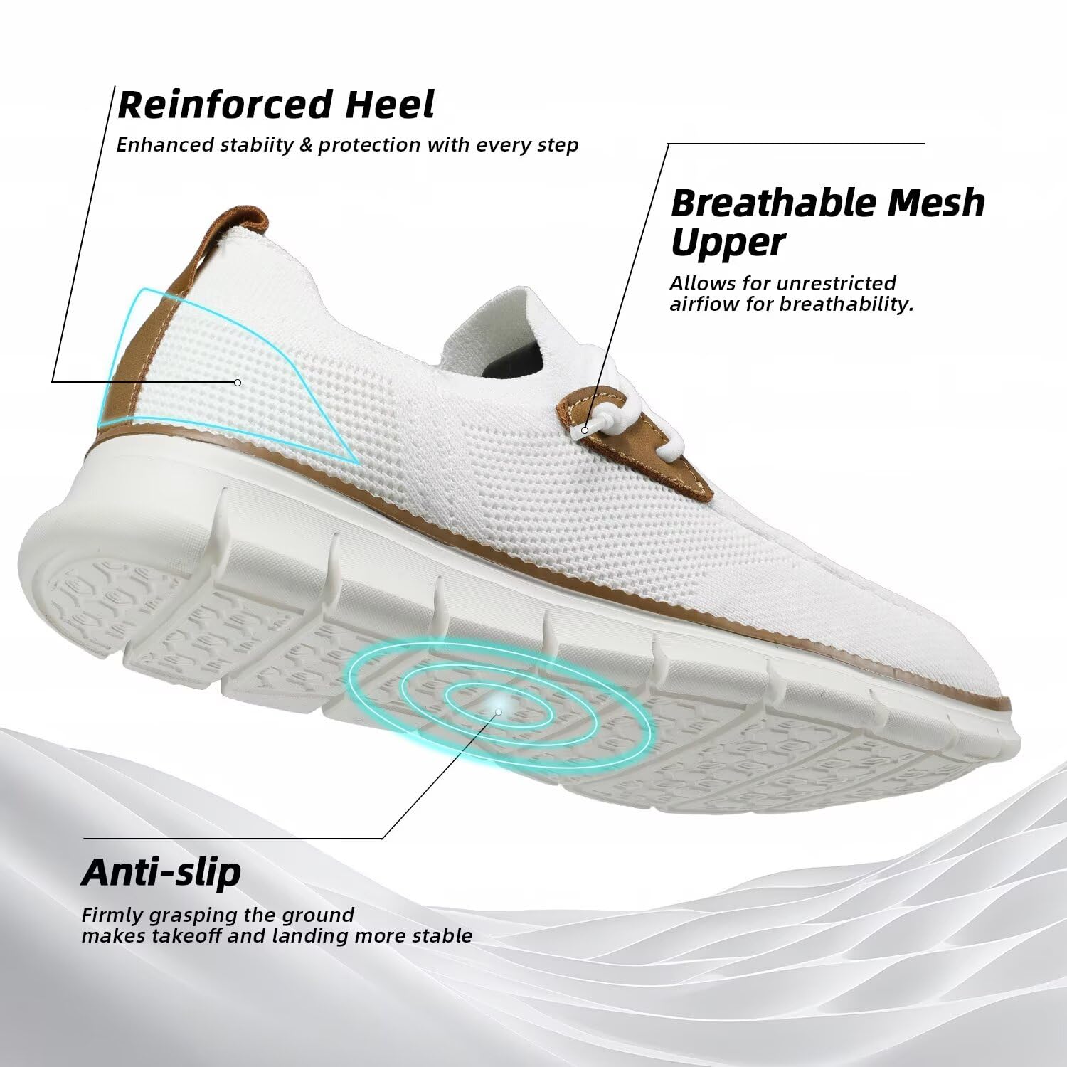 Mens Casual Loafers Shoes Slip On Fashion Walking Dress Sneakers Business Oxfords Work Lightweight Soft Sole Zapatos All/White