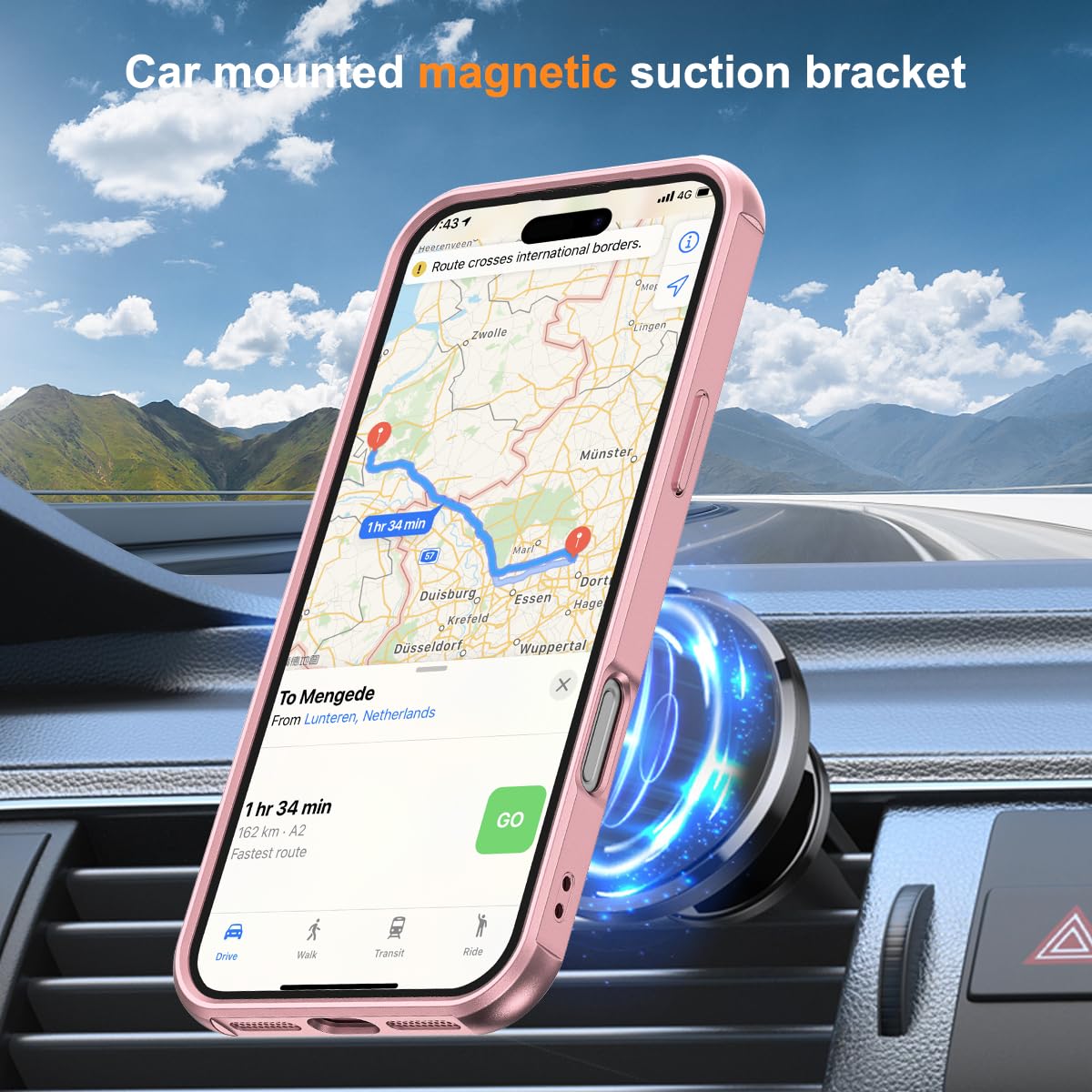 SKYLMW Phone Case Compatible with iPhone 17 Pro Case with Invisible Magnetic O-Ring Stand Military-Grade Phone Case for iPhone 17 Pro 6.3" [Compatible with Mag-Safe][Great Grip Feeling], Rose Gold