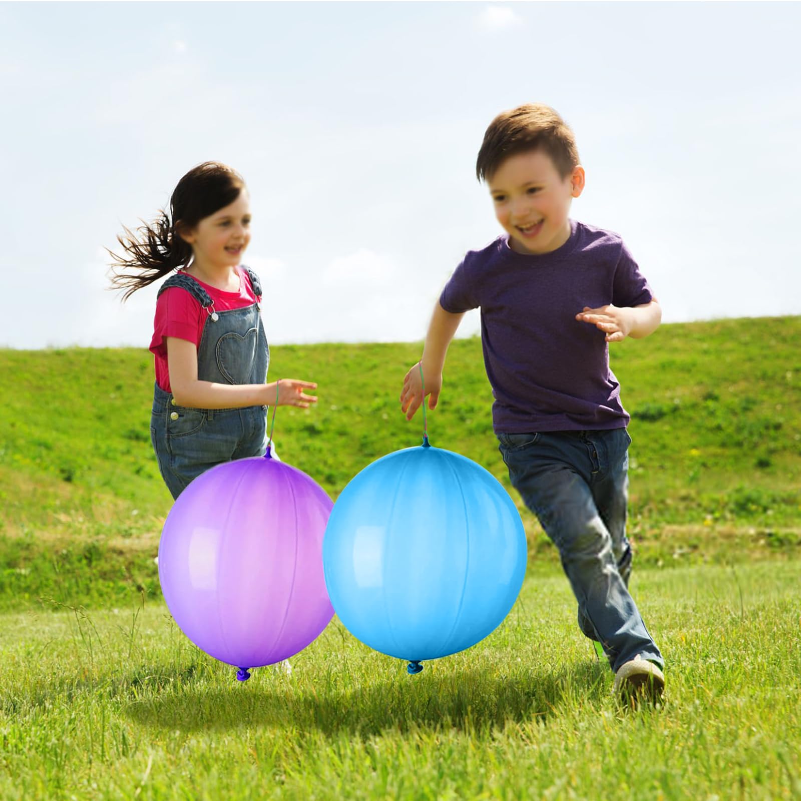 LEEZZIZZ 30Pcs Punch Balloons, Thickened Neon Punching Balloon Heavy Duty Party Favors for Kids with Rubber Band Handle, Bouncy Balls for Birthday Weddings Goodie Bag Stuffer Supply