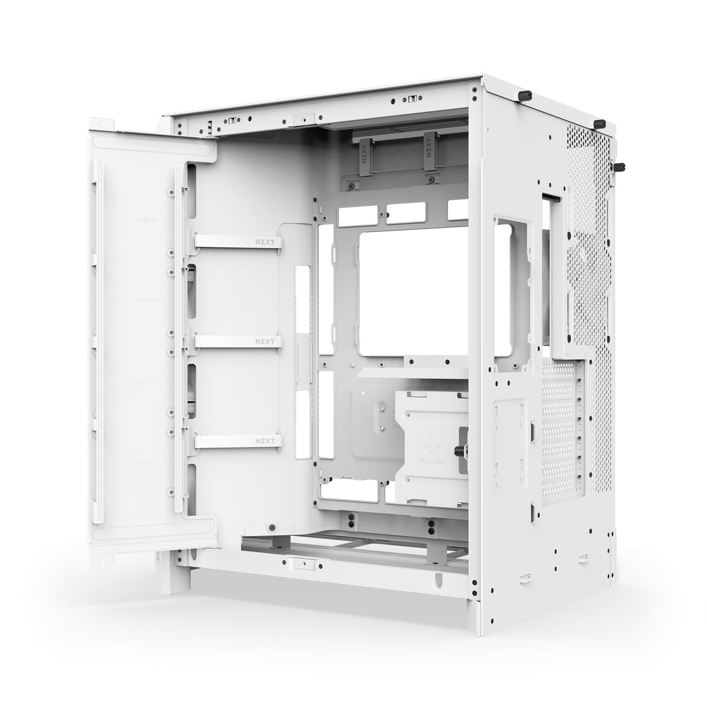 NZXT H9 Flow (2025) – Large Dual-Chamber ATX Mid-Tower Airflow PC Case – Includes 3 x 140mm & 1 x 120mm Fans – 420mm Radiator Support – Tempered Glass – Back-Connect Ready – White