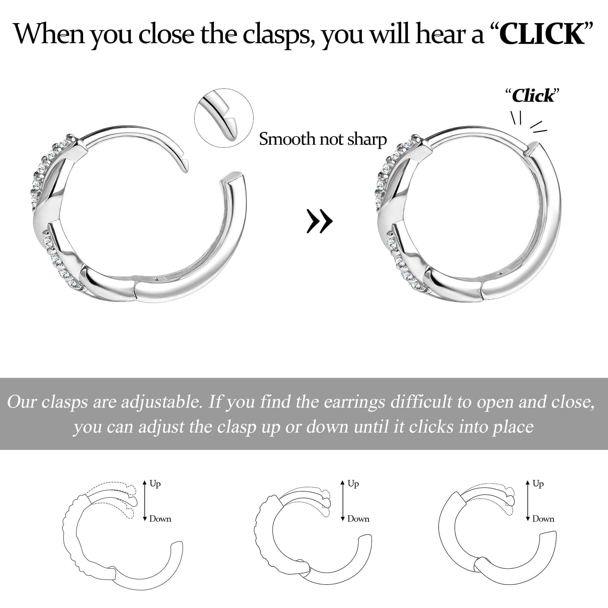 Inerney 925 Sterling Silver Huggie Hoop Earrings Set for Women, Dainty Small Cartilage Hoops Hypoallergenic Jewelry for Multiple Piercings, Trendy Twisted Mini Earring Stacks Gift for Sensitive Ears