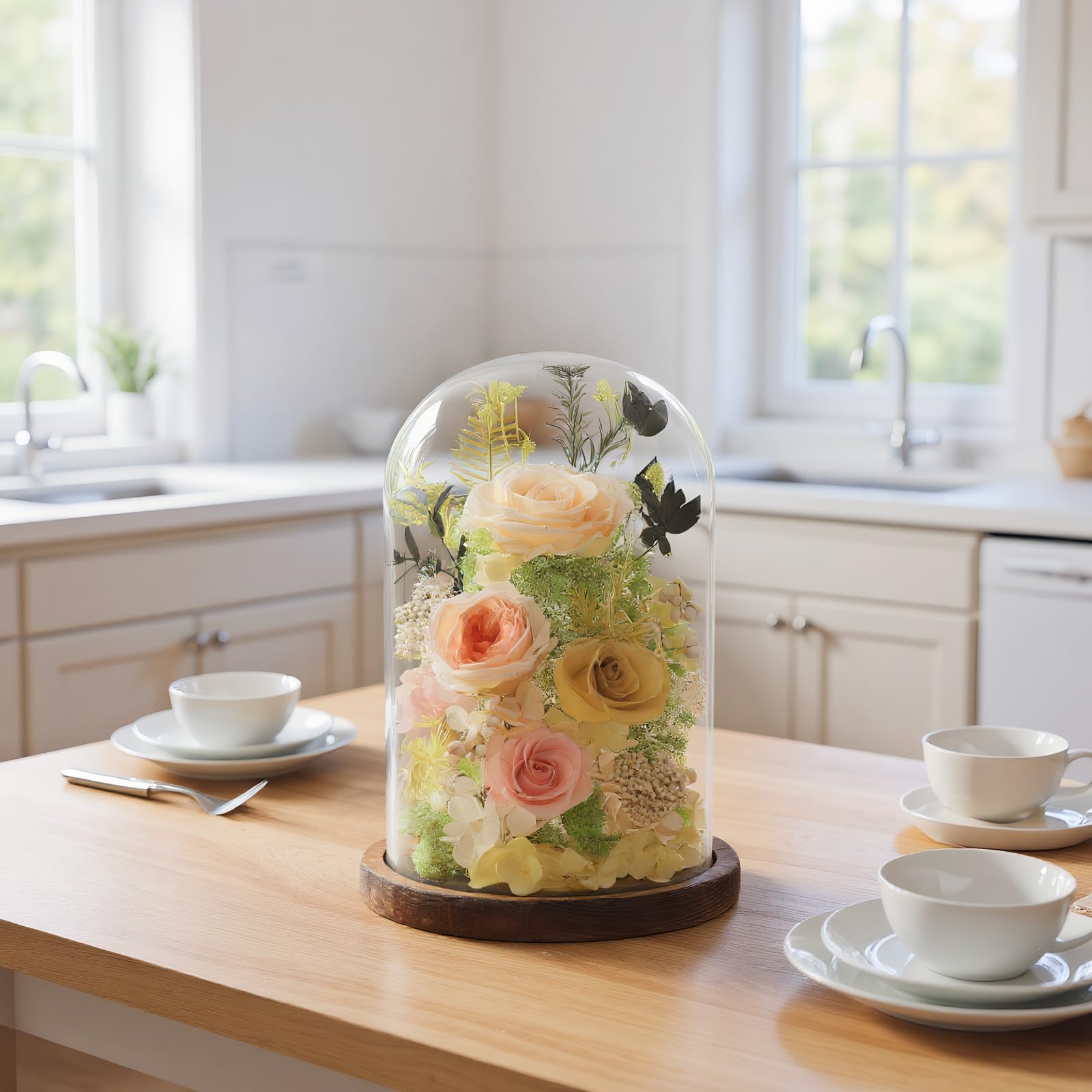 lovenfold Flowers for Delivery Preserved Flowers Rose in Glass Dome,Champagne Rose Forever Flowers Birthday Gifts for Women Mom Grandma Friend Gifts for Her,Home Decor