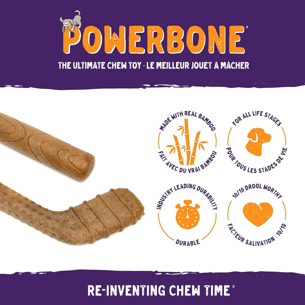 Powerbone Pet Chew Toy for Dogs - Durable, Non Toxic & Pet Safe - Best for Aggressive Chewers, Long Lasting Dental Health, Dog Teeth Cleaning, Dog Life Stages - Hockey Stick 12"
