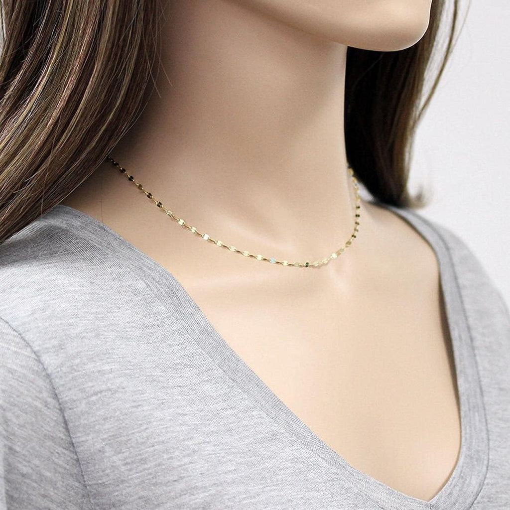 SISGEM 10K Solid Gold Mirror Chain Necklace, 1.8MM Real Yellow Gold Italian Mirror Link Chain Necklace Jewelry Gift for Women 22" (22 Inches)