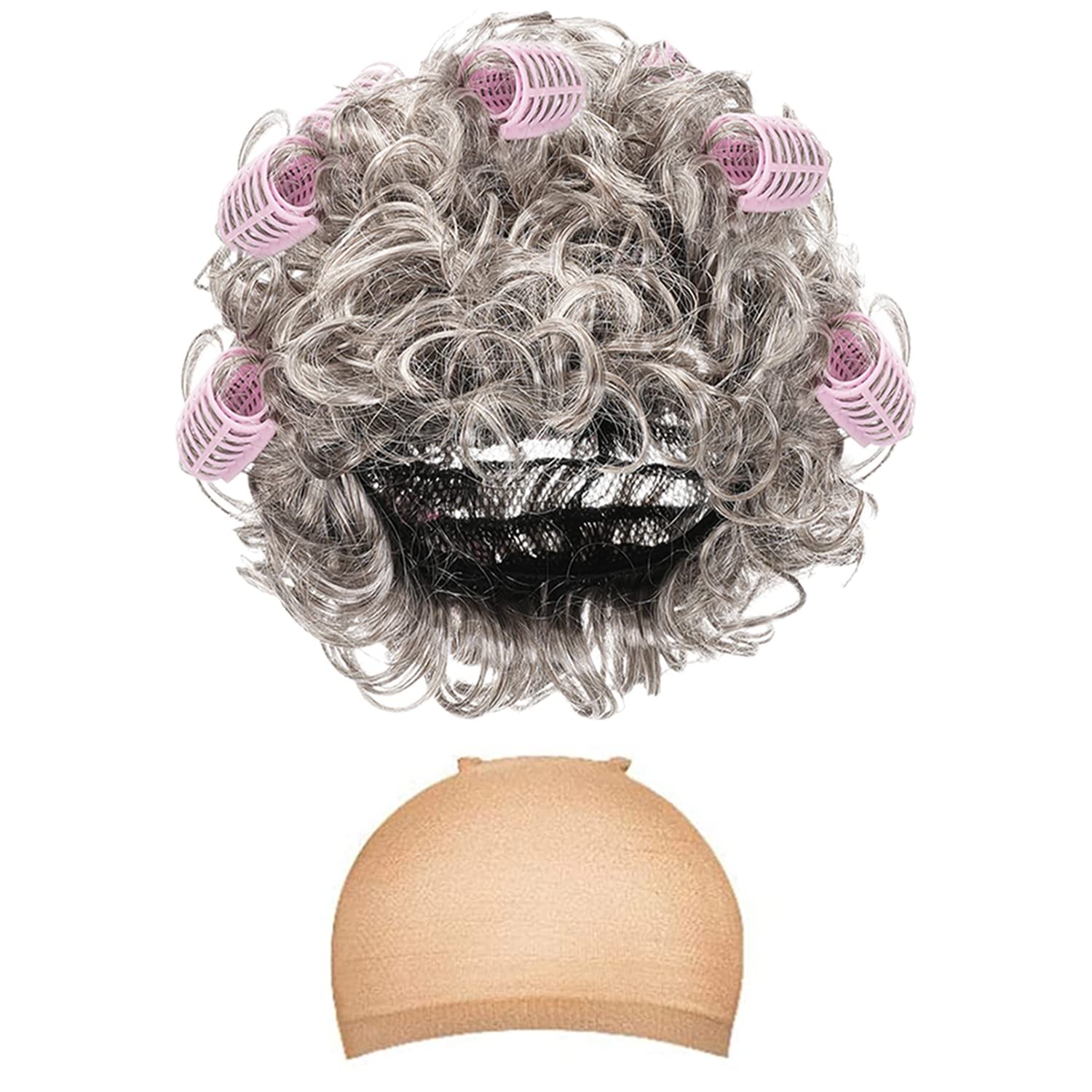 EBYTOP Old Lady Costume for Kids, 100 Days of School Costume Girls Halloween Granny Dress Up Wig Little Grandma Glasses Cane 100th,10