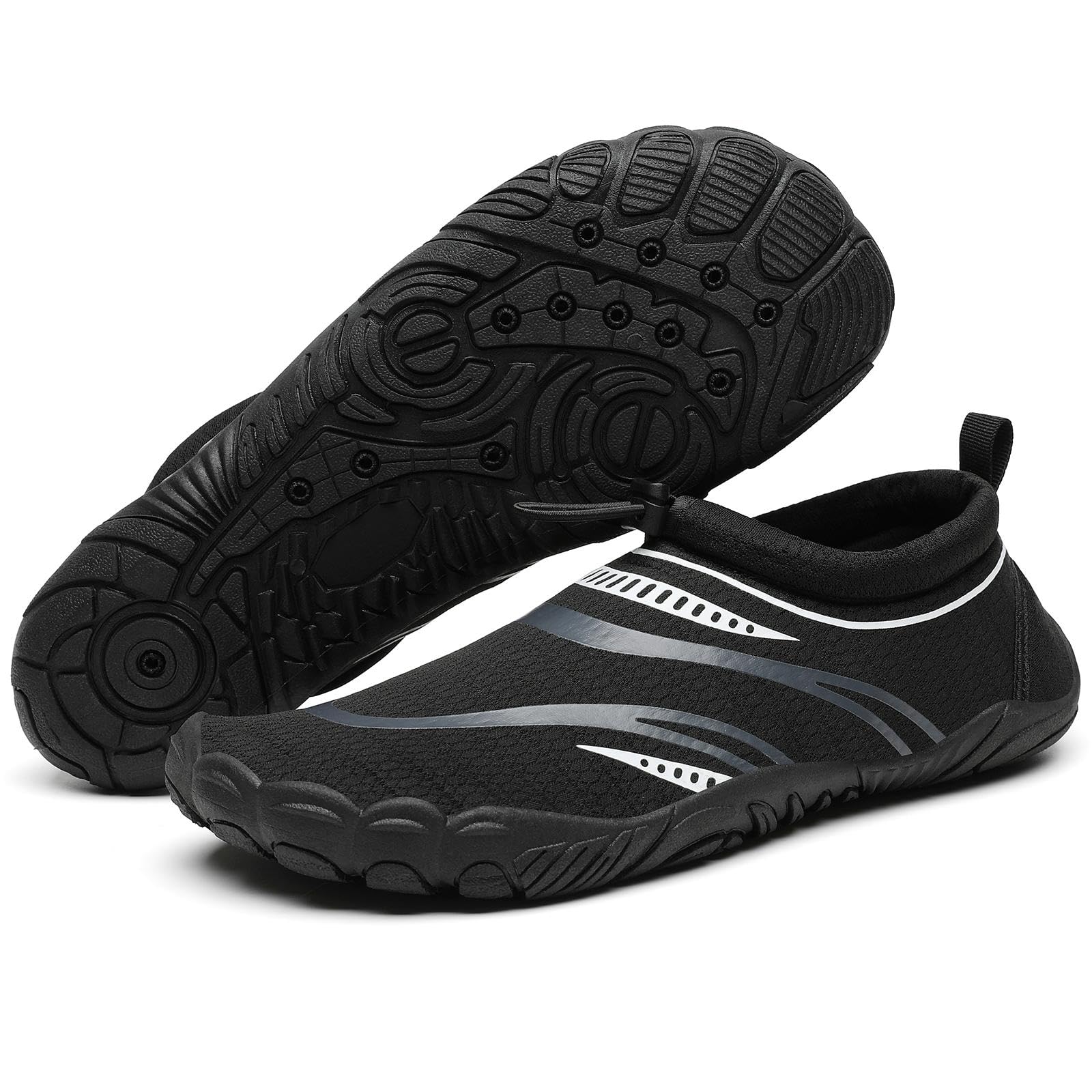 Mishansha Breathable Water Shoes for Women Non-Slip Beach Shoes Quick Dry Surfing Kayaking Fishing Five Toes Coal Black-E0153 7.5 Women/5.5 Men