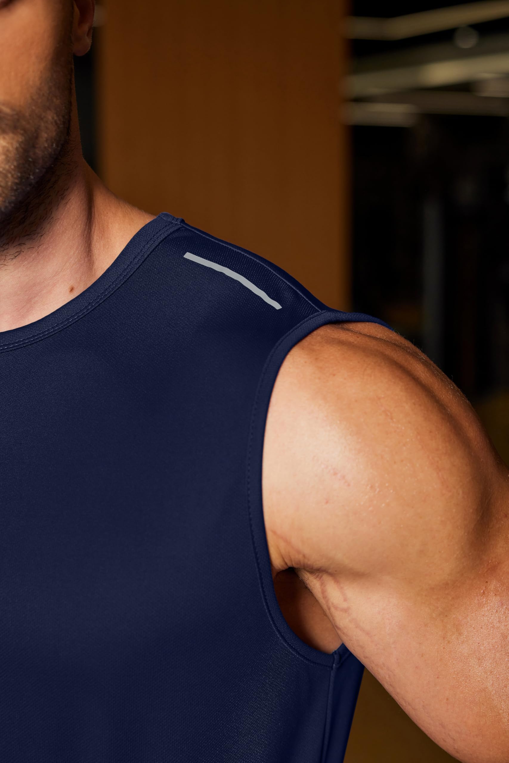 COOFANDY Men Workout Tank Tops Sleeveless Fitness Shirt Navy Breathable Mesh Athletic Tanks Running Tee Shirts Large