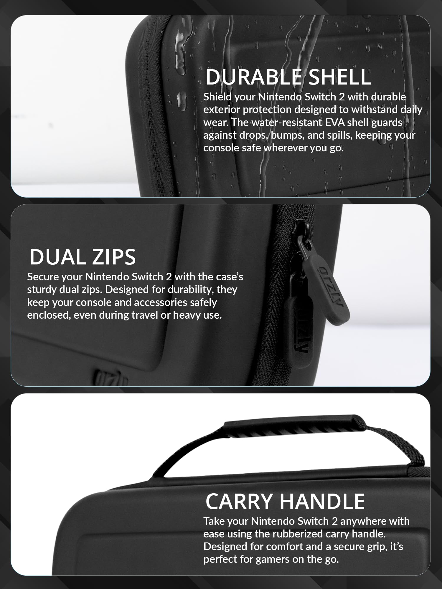 Orzly Case Compatible with Nintendo Switch 2 Protective Carry Case (2025 Model) with Screen Padding, Game Card microSD Pockets for Console and Accessories Screen Size 7.9" - Gift Boxed