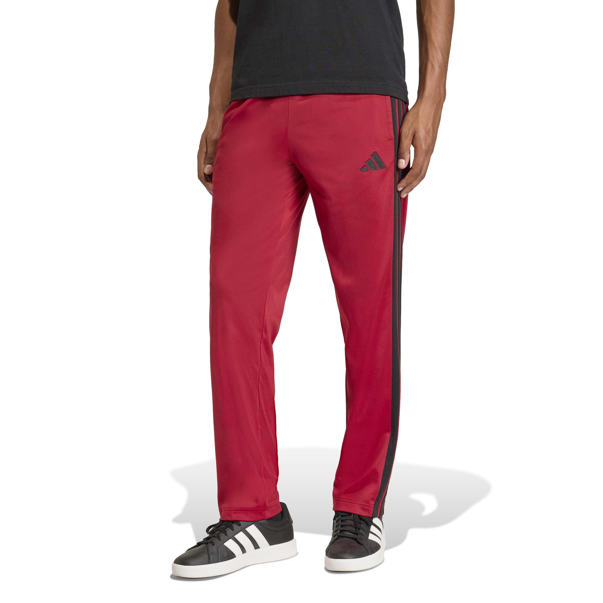 Adidas Men's 3-Stripes Tricot Opem Hem Track Pants, Maroon, Small