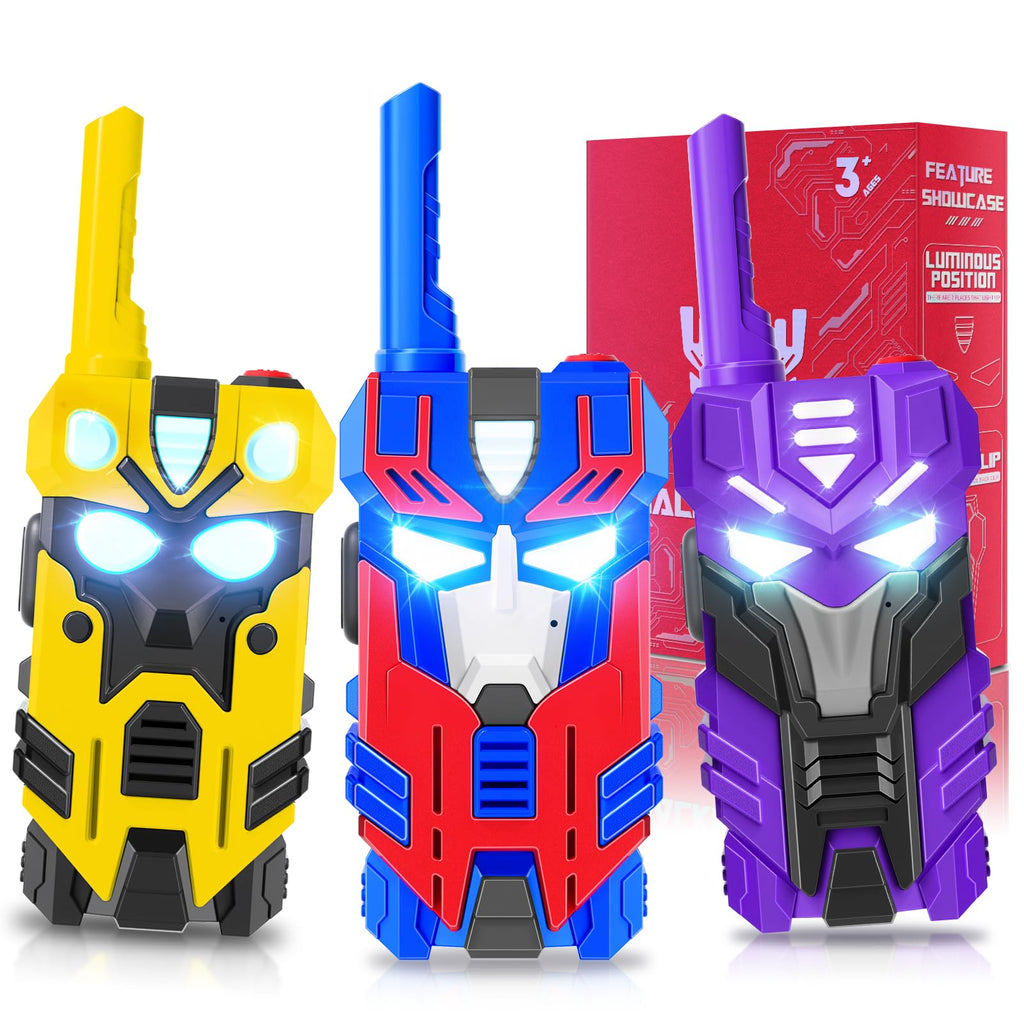 Transform Toys Walkie Talkies for Kids, 3 Pack with Cool Light-Up Eyes & 2500 FT Range, Outdoor Camping Toys, Birthday Gifts for Boys Girls Ages 3-12