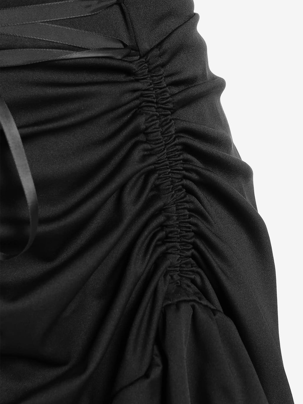 ROSE GAL Women Plus Size Victoria Gothic Renaissance Lace Trim Lace-up Ruffled Cinched Ruched High Low Dress Steampunk Dress(Black_5/1X)