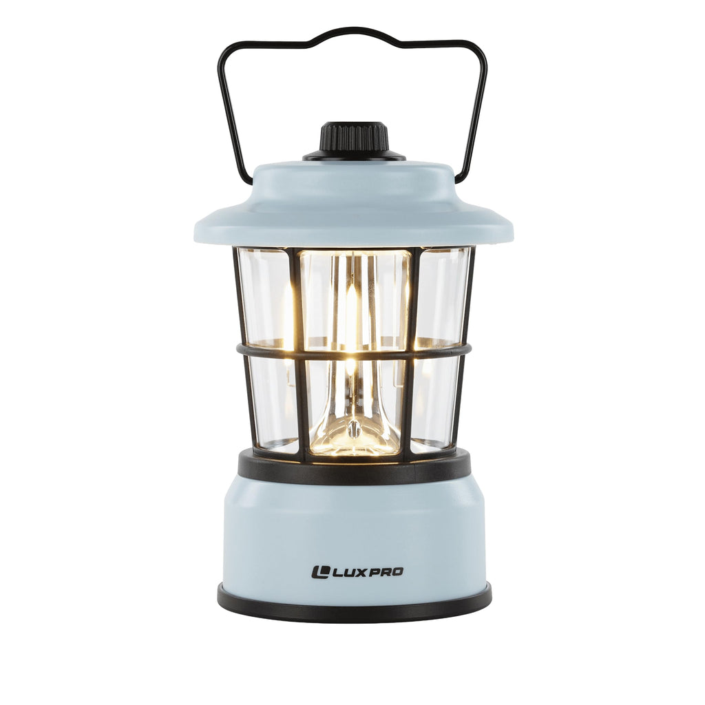 LUXPRO Retro LED Lantern - Battery-Powered Emergency Lantern - Water Resistant - Bright LED Lamp for Indoor & Outdoor Use - Use for Tents, Hiking or Hurricane Prep (Blue, Pack of 1)