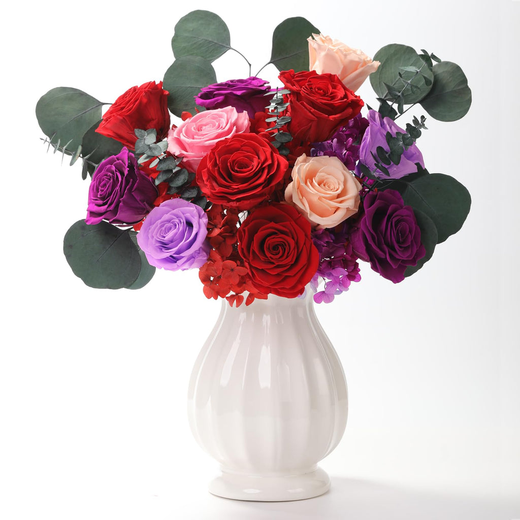 Lovenfold Flowers for Delivery Birthday Flowers Gift for Her,Preserved Flowers Bouquet 12 Roses Mixed Bouquet,Rose Gifts for Women Mom Grandma(Mixed 12 Red Roses)