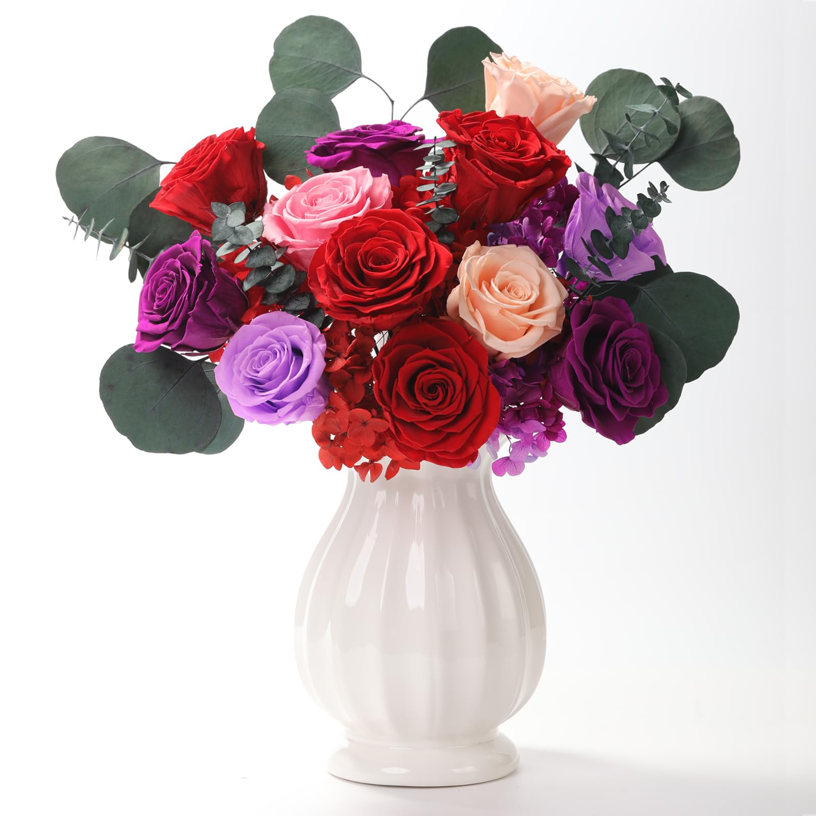 Lovenfold Flowers for Delivery Birthday Flowers Gift for Her,Preserved Flowers Bouquet 12 Roses Mixed Bouquet,Rose Gifts for Women Mom Grandma(Mixed 12 Red Roses)