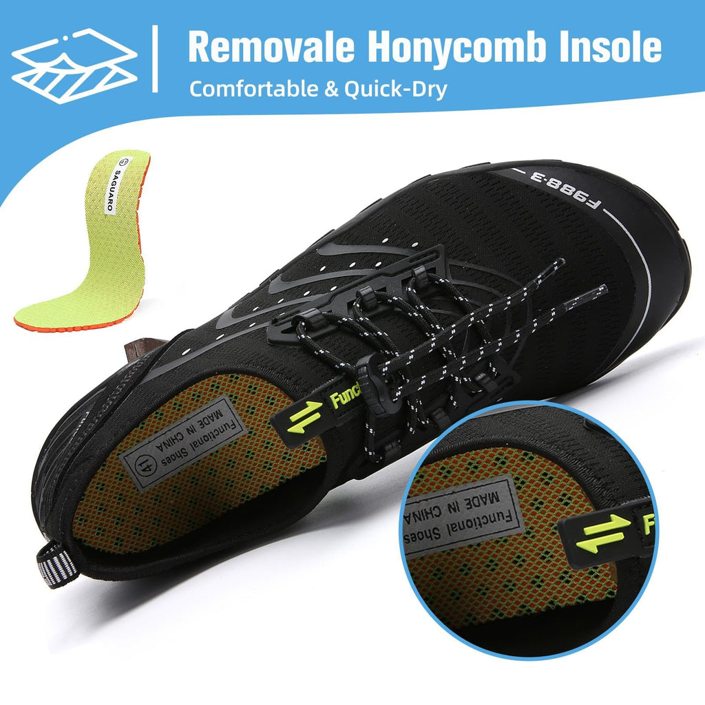 Mishansha Water Shoes for Women Men, Quick-Dry Barefoot Swim Shoes with Drainage Holes, Lightweight Aqua Shoe for Beach Pool River Boating Yoga Walking 11.5 Women/10 Men Smoky Black