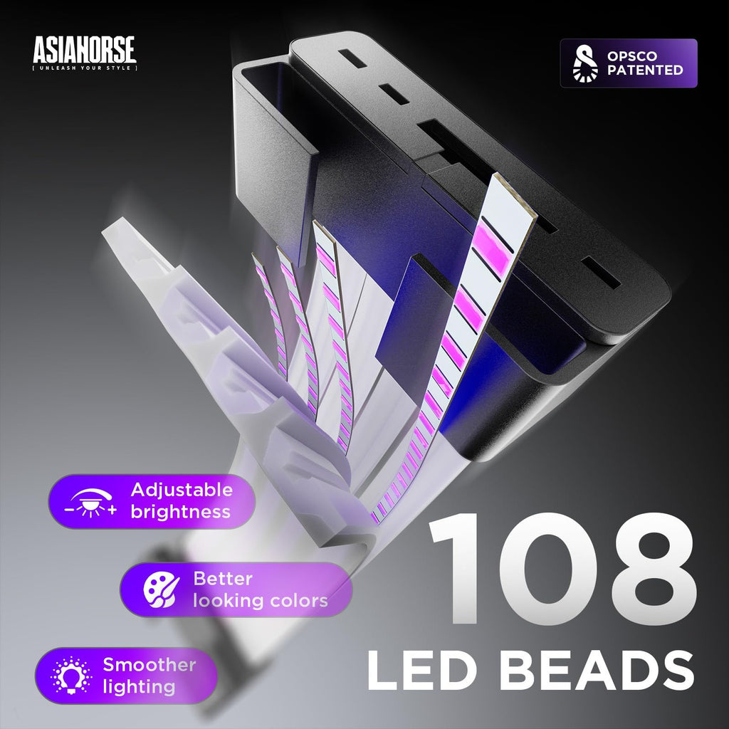 Asiahorse Aurora Pro RGB Cable Cover with 108 Addressable LEDs, RGB Power Cable Cover for Motherboard and GPU/PC Power Supply, 5v 3pin ARGB Sync, Fit for 12+4-Pin/8pin/24pin Power Supply
