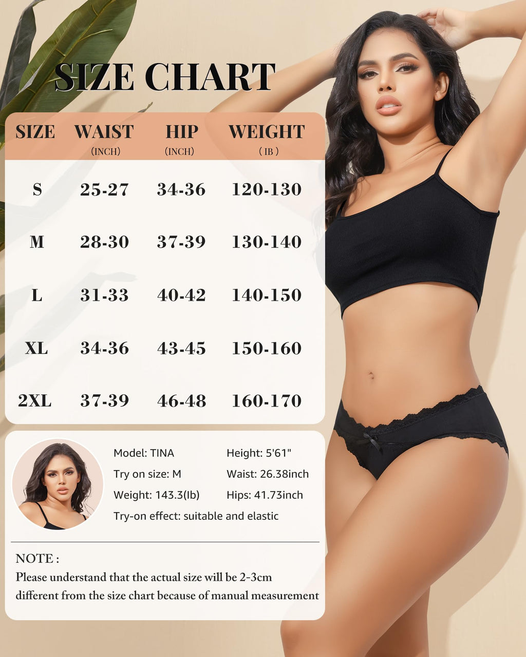 LEVAO 6 Pack Black Cotton Underwear for Women Lace Cheeky Bikini Panties Stretch Soft Hipster Ladies Briefs S-XXL