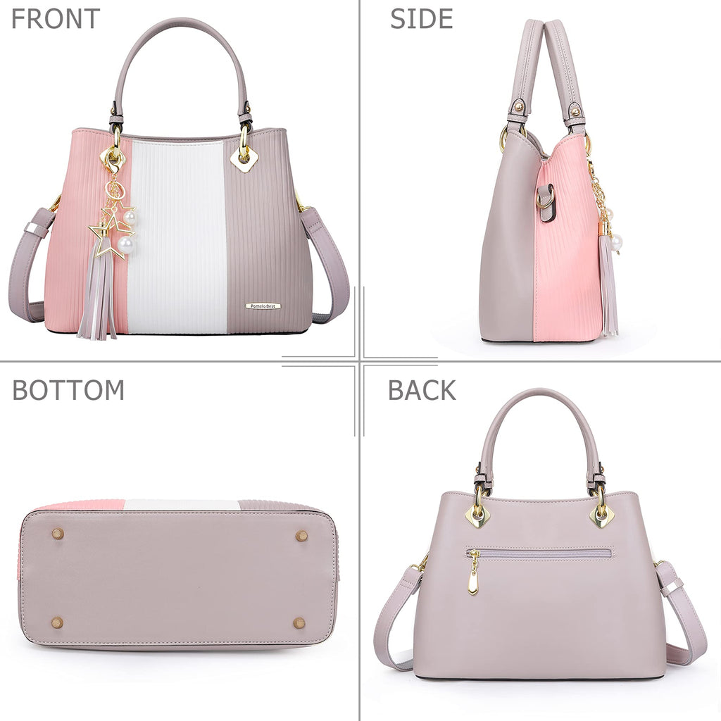 Pomelo Best Leather Purses for Women, Top-Handle & Shoulder Bag with Multiple Pockets, Medium Satchel Handbag Tote for Work, Travel, Daily Use, Wedding