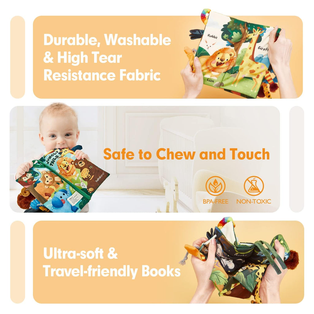 hahaland Baby Books 0-6 Months,Infant Tummy Time Toy Sensory Toys 6 to 12 Months Touch Feel Book Travel Toy Gifts for Boy Girl 0-3 Month Baby Shower Valentine Birthday Easter Basket Stuffers (Single)
