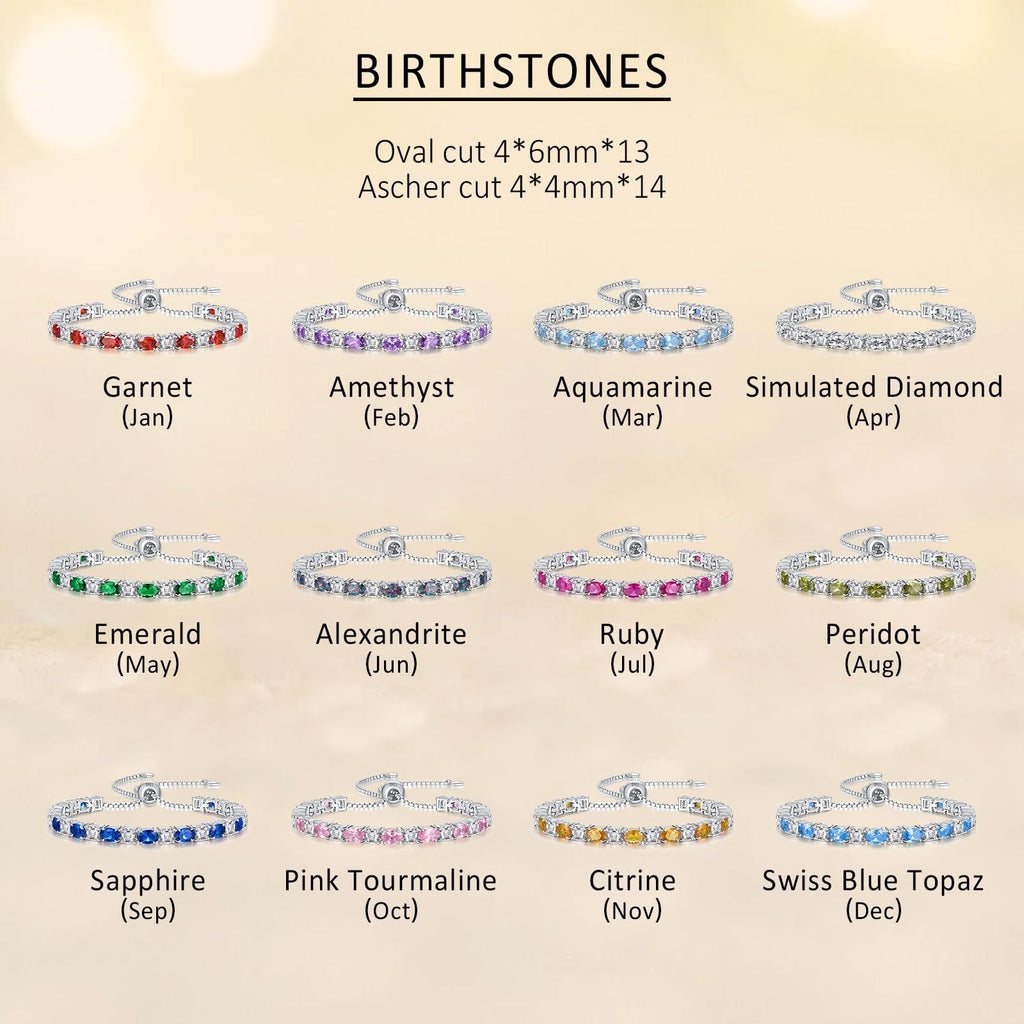 ETERMBOL Birthstone Tennis Bracelets for Women Emerald Bracelets for Women White Gold Bracelets May Birthstone 925 Sterling Silver Adjustable Chain 6-9 Inchs Jewelry Anniversary Birthday Gifts for Women Mom Wife Her