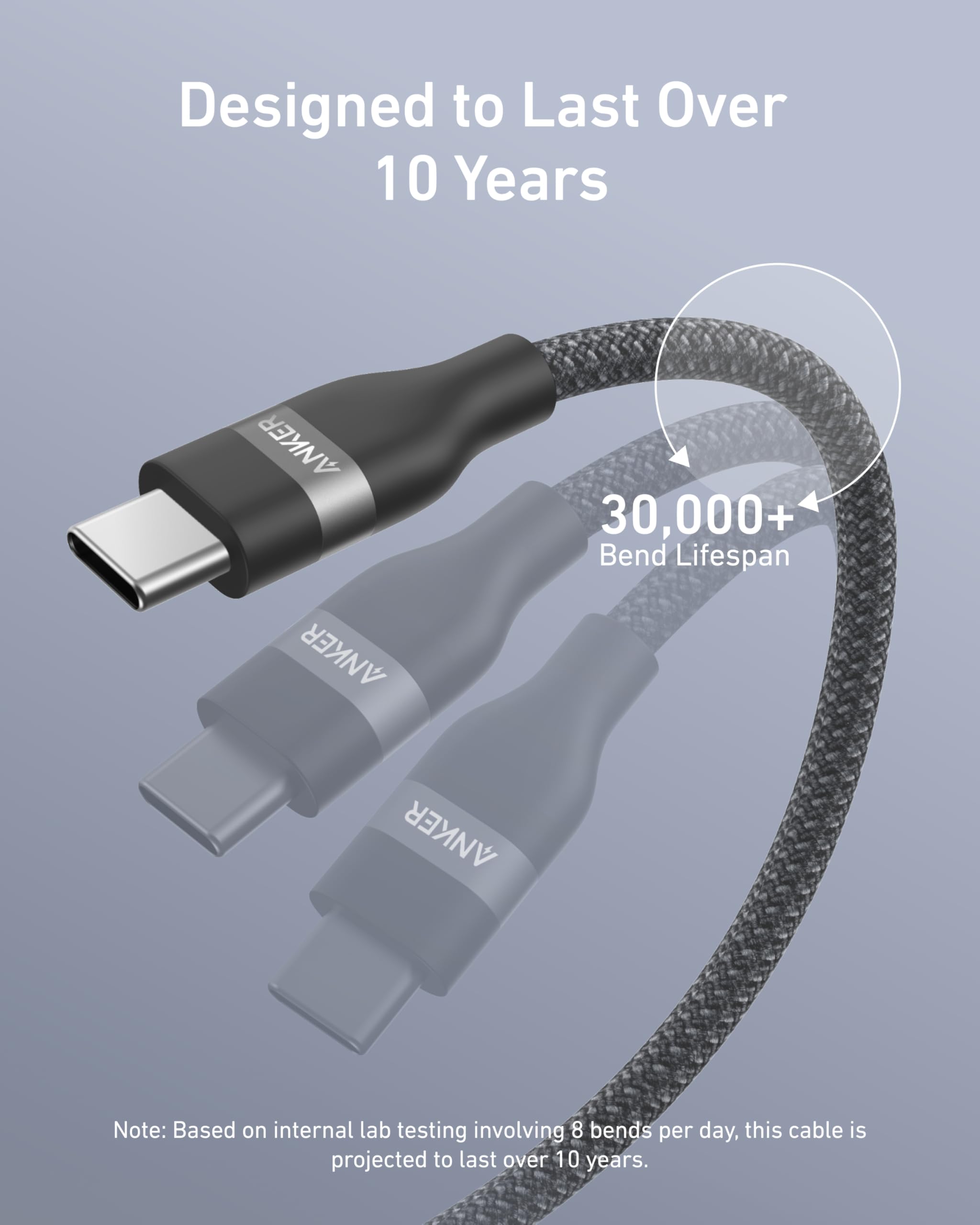 Anker Nano USB C Cable, 240W Flexible Multi-Color Braided Cord, Fast Charging Type C Charger for iPhone 17 Series, MacBook Pro and More (Black, 3ft)
