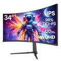 CRUA 34" Curved Gaming Monitor, IPS WQHD(3440x1440P) 120Hz 1900R 21:9 UltraWide PC Display, 130% sRGB, AMD FreeSync, Blue Light Filter, HDMI/DP Ports, Wall Mountable Installs– Black