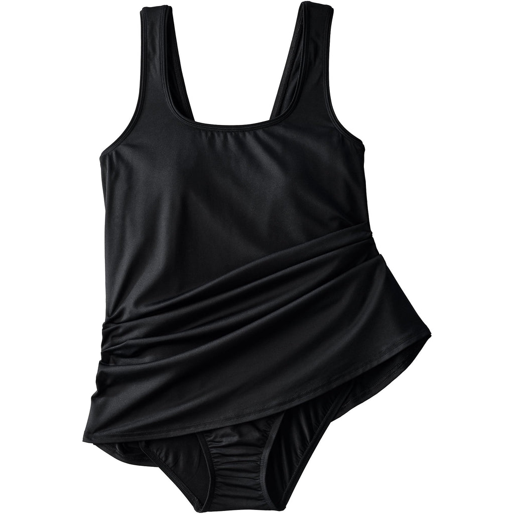 Lands' End Women's Petite Scoop Neck Mini Swim Dress Swimsuit X-Small Black