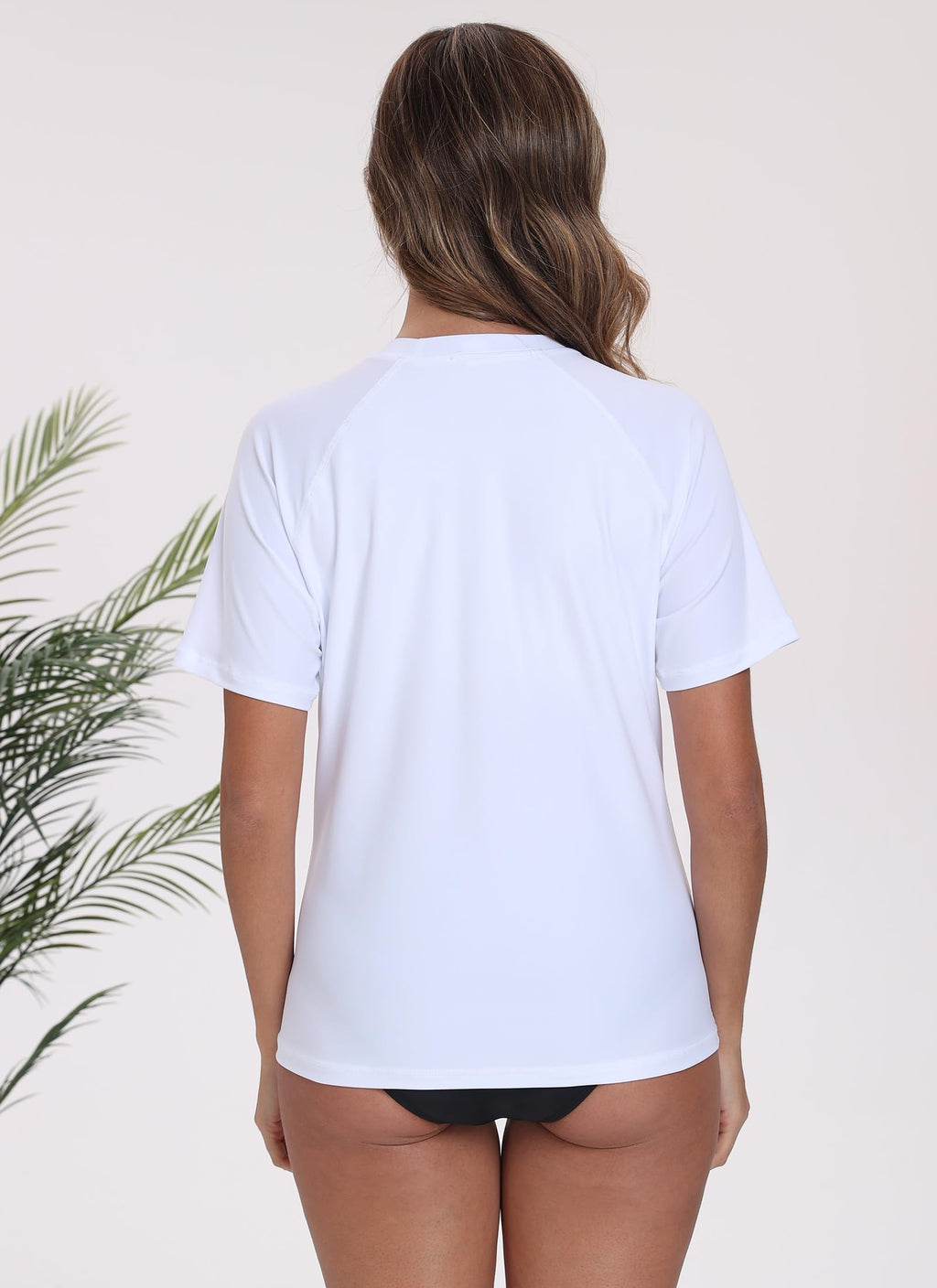 Halcurt Women's Short Sleeve Rash Guard Swimsuit Top with Built in Bra Swim Shirt UPF50+ Quick Dry Bathing Suit White M