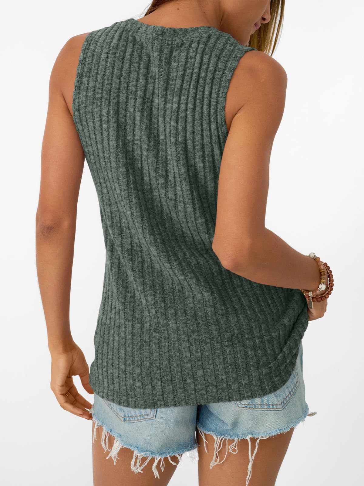AUTOMET Summer Tank Tops Womens Sleeveless Tunic Shirts Basic Soft Clothes 2026 Casual Trendy Spring Beach Fashion Vacation Outfits DarkGreen 2XL