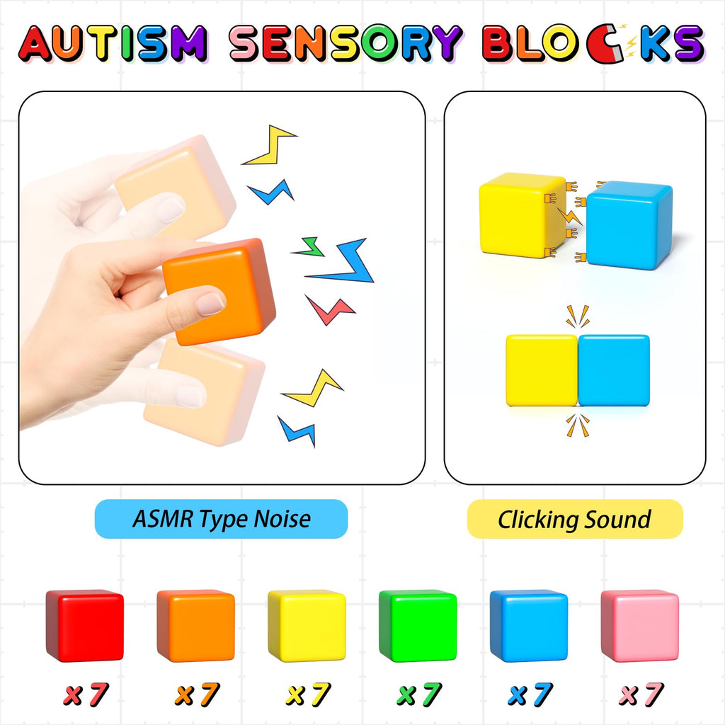 Apluses 42PCS Magnetic Blocks, Gifts for 3 4 5 6 Year Old, Magnet Building Blocks for Toddlers, Girls & Boys, Sensory - Montessori - Autism - Magnetic Toys for Kids Ages 3-5 4-8