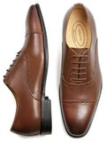 Journey West Mens Dress Shoes with Genuine Leather in Cap-Toe Business Oxford Formal Wedding Shoes for Men Tan US 9