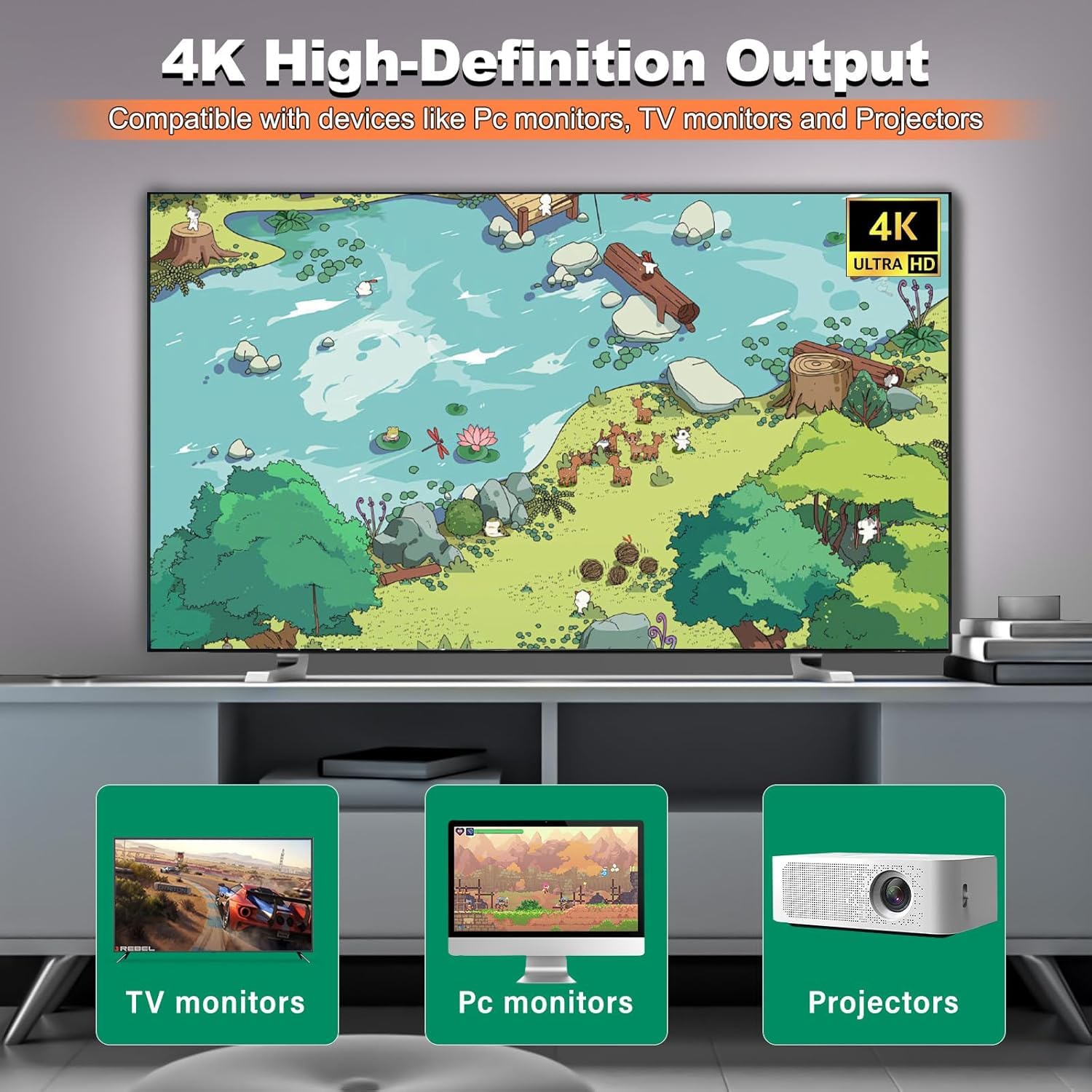 New Retro Gaming Console & Game Stick Pro - 20,000+ Classic Video Games, 23 Emulators, Dual Wireless Controllers, 4K HDMI Output, Plug & Play, Compatible with TV, PC, Projector, 64GB