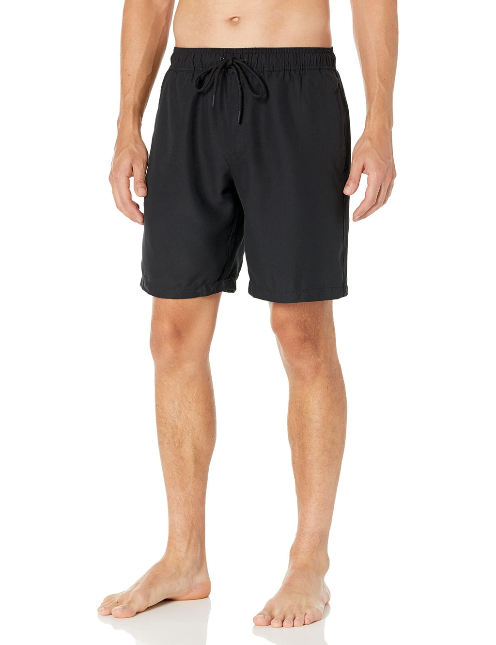 Amazon Essentials Men's 9" Swim Trunks with Mesh Lining, Pockets, Drawstring Closure, Black, Large