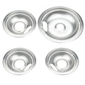 Mejiao Stove Burner Covers,Chrome Replacement Drip Pans for Frigidaire Kenmore 316048413 and 316048414,4 pcs (3x6" and 1x8")