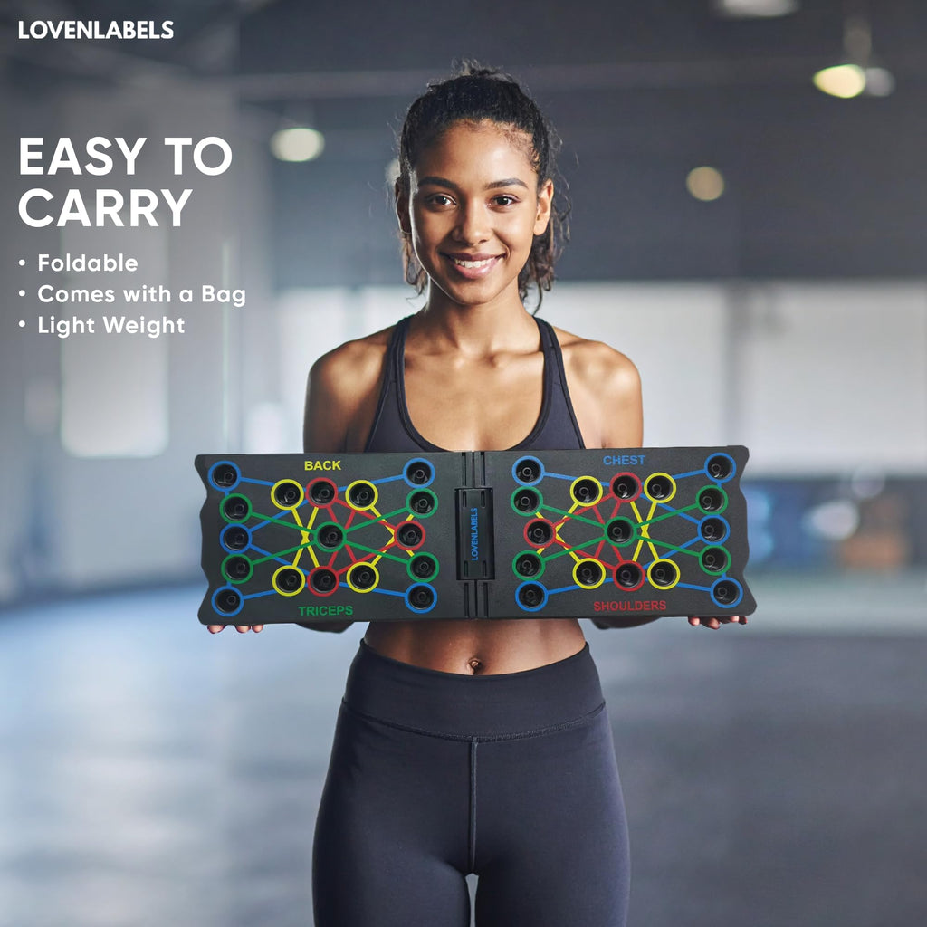 LOVENLABELS - Foldable Push-up Board | Workout Equipment for Strength Training & Bodyweight Exercises | Fitness Equipment for Men & Women | Portable Exercise Equipment for Home Gym & Calisthenics