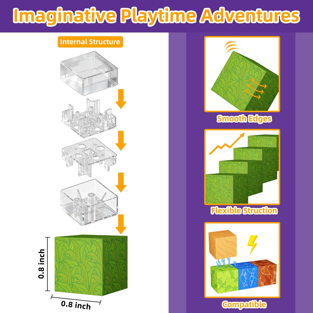 Minoskia Magnetic Blocks, 150 PCS Magnetic Building Blocks Sensory Toys for 3-5 4-6 5-7 6-8 Year Old Boys Girls Easter Birthday Gifts Travel Outdoor Kids Games