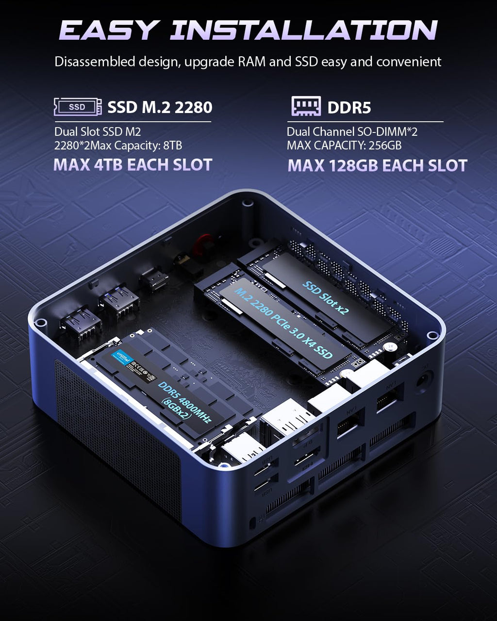 BOSGAME P3 Mix Mini PC Ryzen 7640HS (up to 5.0 GHz), 16GB DDR5, 512GB PCIe SSD Mini Desktop Computer, 4K Triple Display, USB 4.0, Dual 2.5G LAN & Wi-Fi 6E & BT5.2, for Home, Office, Gaming