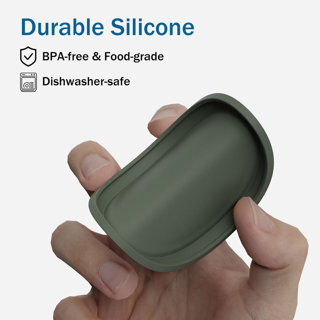 OHMO 2 Pack Pet Food Can Lids, (3.3 in / 85mm) Silicone Pet Food Can Lids Covers for 5.5 oz Cat and Dog Food Cans, Camo&Light Green