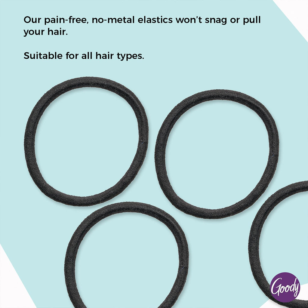 Goody Ouchless Hair Elastics - No Pull, No Breakage, Tangle-Free Hold for Thick, Curly, Coily & Textured Hair - 30 Count, Black, Long-Lasting Ponytail Holders for Women & Men