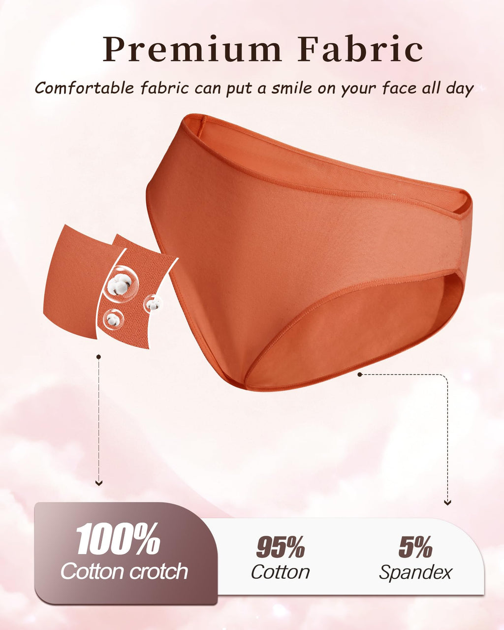 UNDER THE SEA Cotton Underwear for Women 6 Pack Sexy Bikini High Cut Breathable Cheeky Panties Underwear Womens Lingerie Outfits Clothes