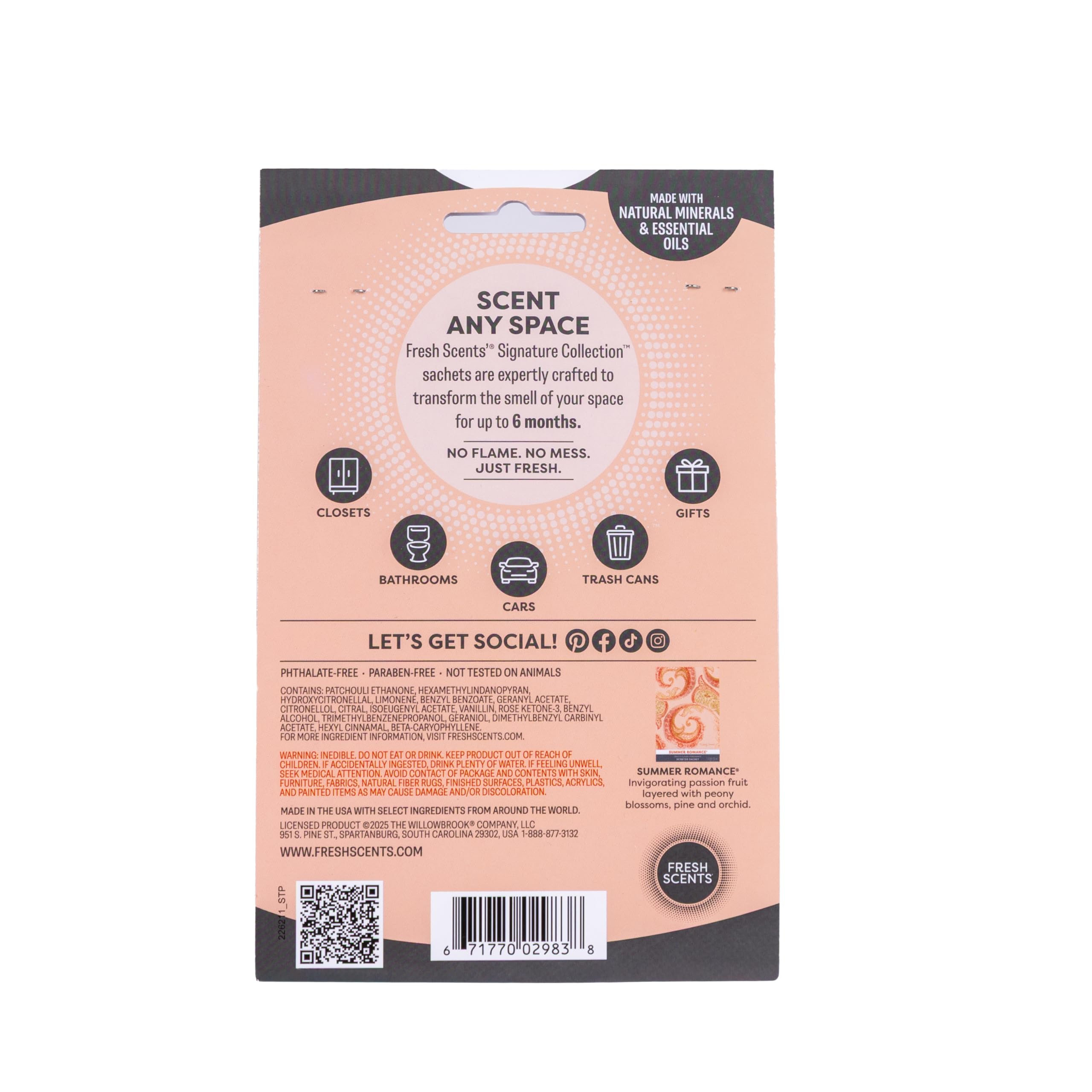 Fresh Scents | Scented Sachet Packet | Summer Romance | Air Freshener Bags for Drawers, Closets, Cars | 3 Pack | Long Lasting Home Fragrance