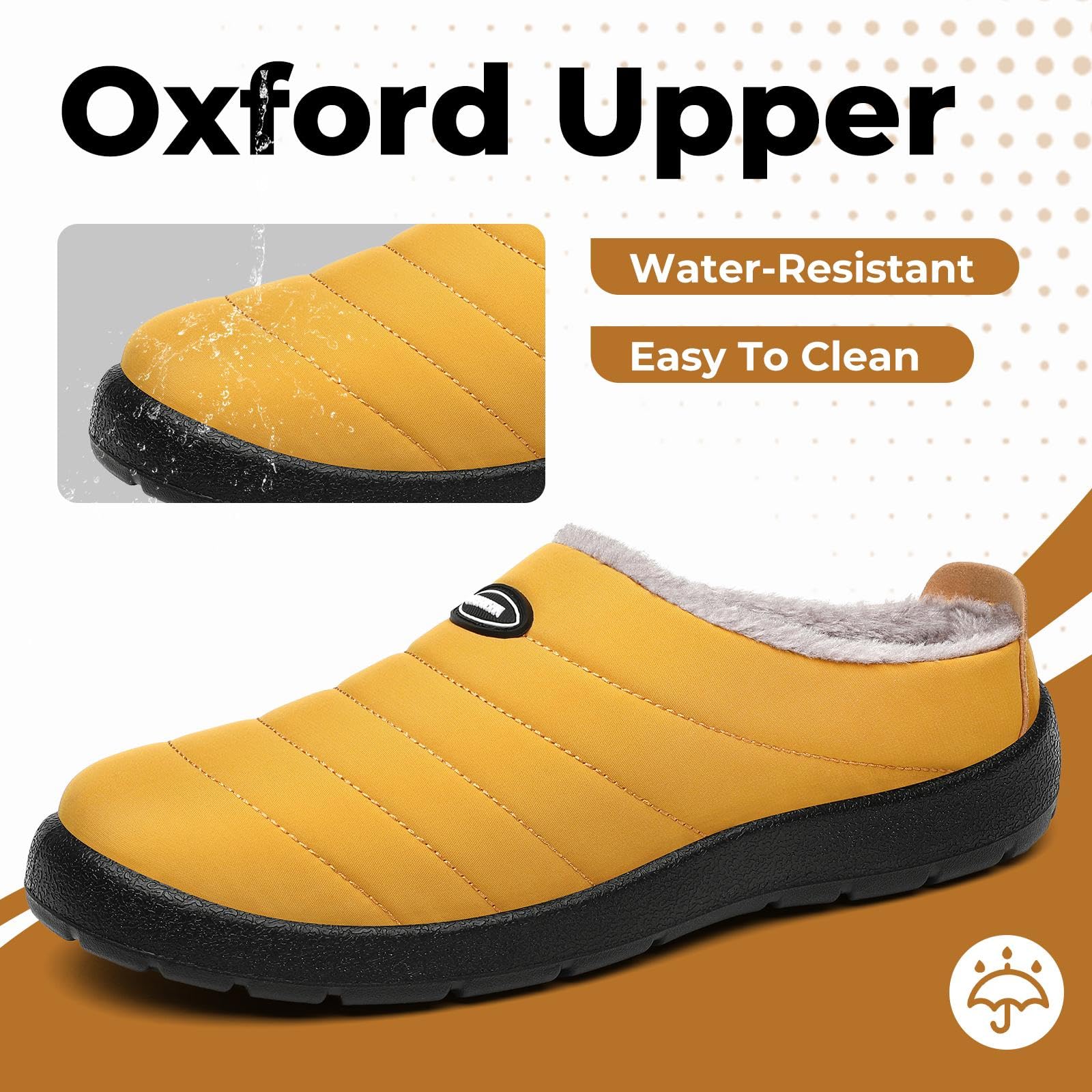 Mishansha Mens Womens House Slippers Warm Fur Lined Winter House Shoes Slip on Cozy Indoor Outdoor Slipper Yellow Size 9.5 Women/7.5 Men