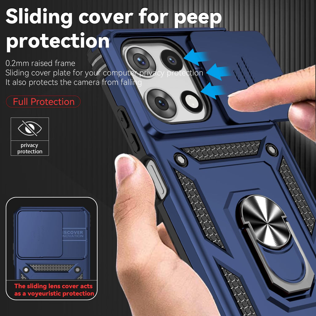 for Motorola Moto G 2025 / Moto G 2026 / Moto G Play 2026 Case, with Slide Camera Cover Screen Protector Ring Holder Kickstand Military Grade Protection Drop Tested Protective Phone Case (Navy Blue)