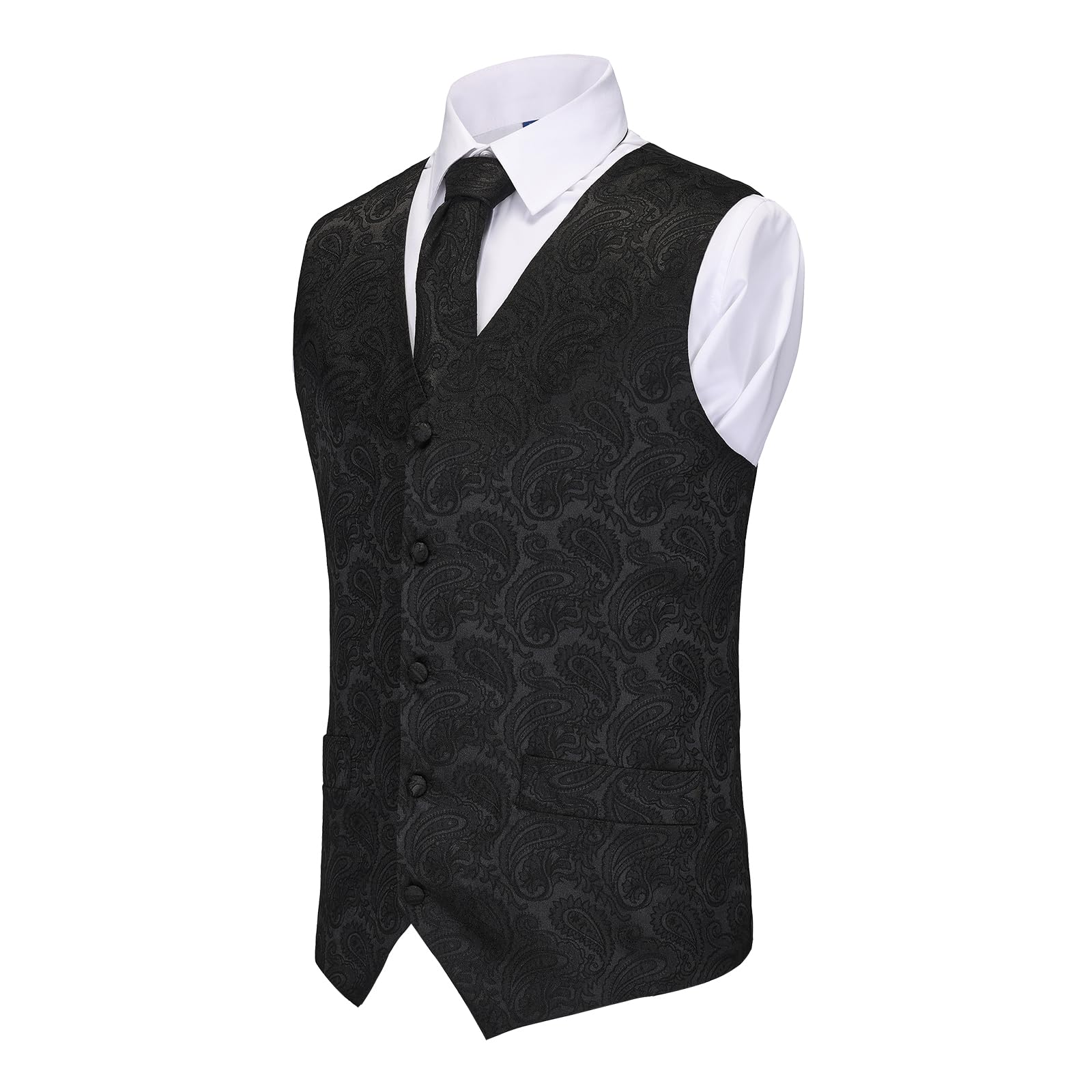 H&ZY Mens Suit Vest Paisley Victorian Costume Jacquard Floral Formal Waistcoat Gothic Steampunk Vests Tie Set
