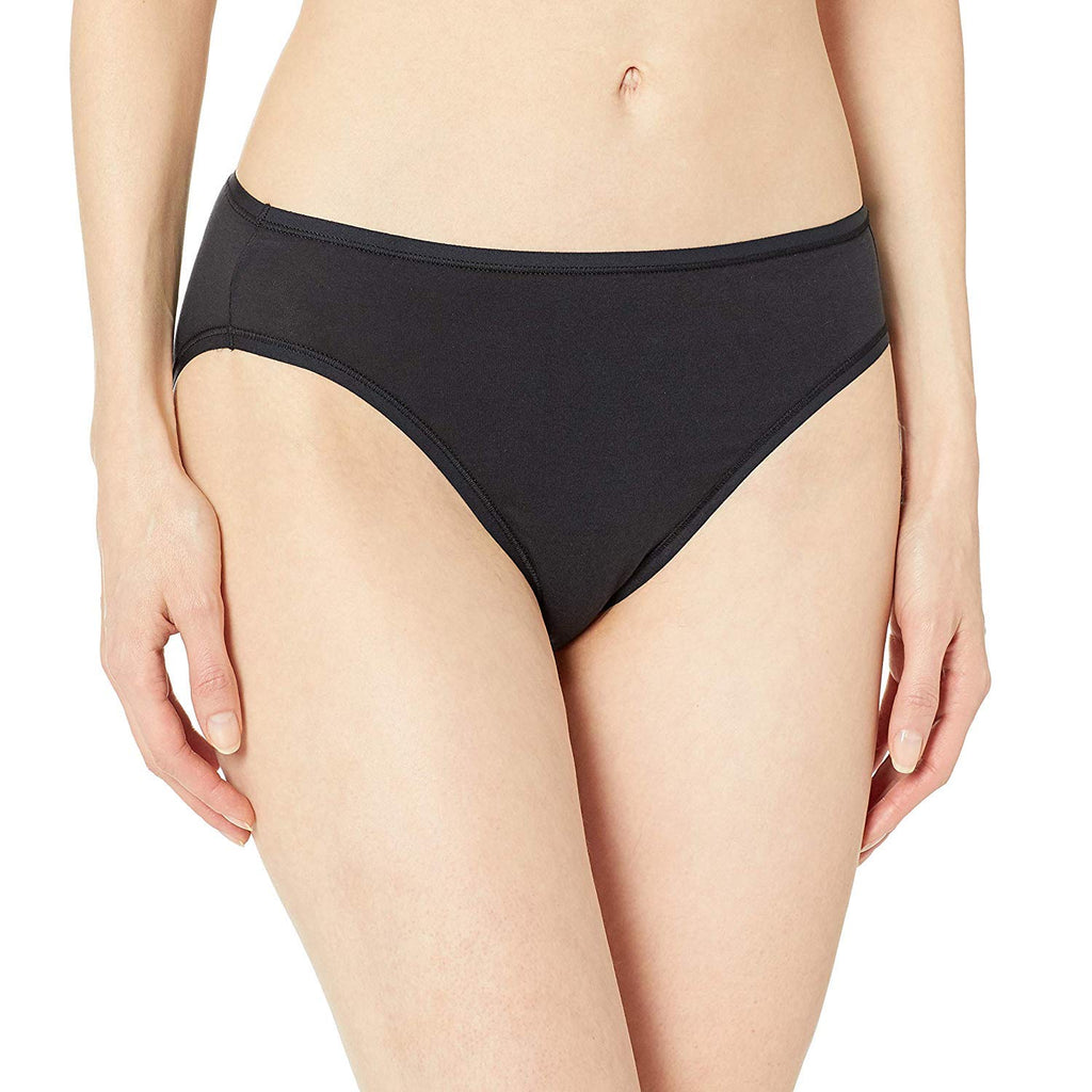Amazon Essentials Women's Cotton High Leg Breathable Brief Underwear, Multipacks, Pack of 10, Black, Medium